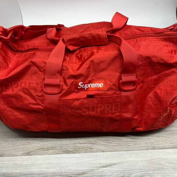 SUPREME Red Cordura Nylon Jacquard Logo Large Travel Duffle Bag SS19 - Picture 1 of 16